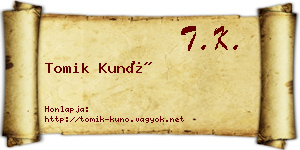 Tomik Kunó névjegykártya